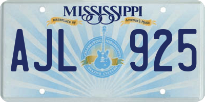 MS license plate AJL925