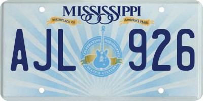 MS license plate AJL926