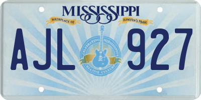 MS license plate AJL927