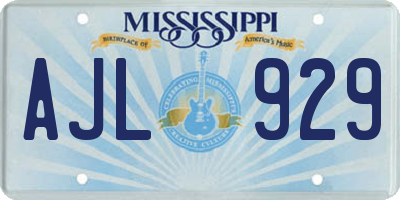 MS license plate AJL929