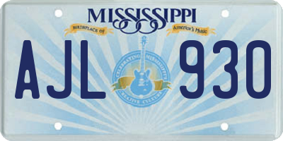 MS license plate AJL930