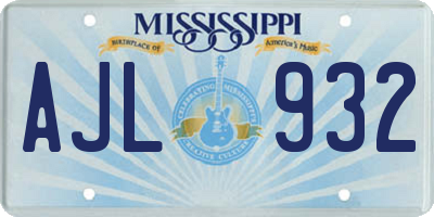 MS license plate AJL932
