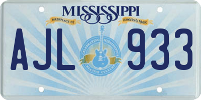 MS license plate AJL933