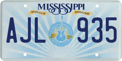 MS license plate AJL935