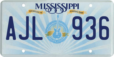 MS license plate AJL936