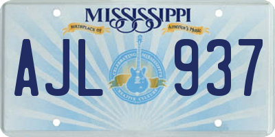 MS license plate AJL937