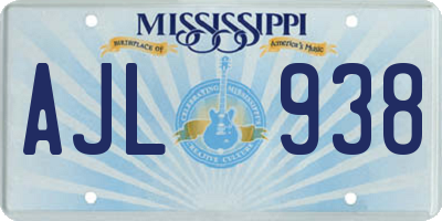 MS license plate AJL938