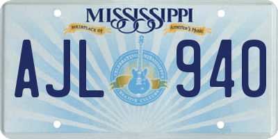 MS license plate AJL940
