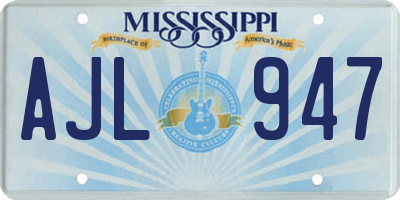 MS license plate AJL947