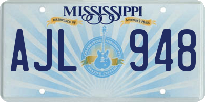 MS license plate AJL948