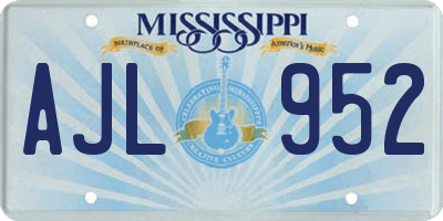 MS license plate AJL952