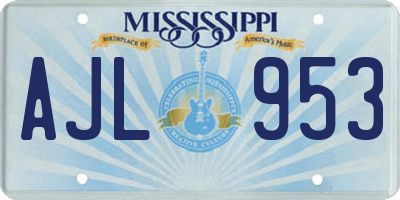MS license plate AJL953