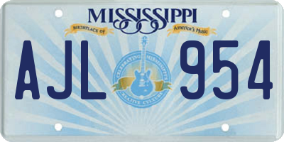 MS license plate AJL954