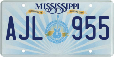 MS license plate AJL955