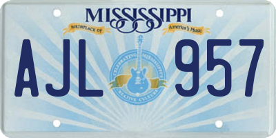 MS license plate AJL957