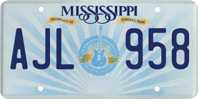 MS license plate AJL958