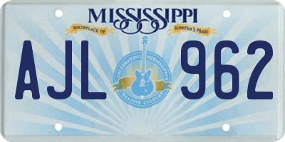 MS license plate AJL962