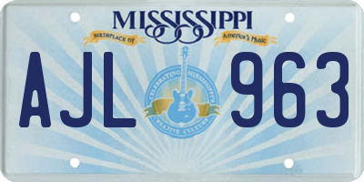 MS license plate AJL963