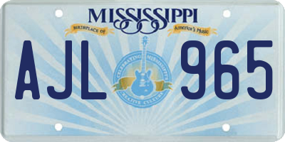 MS license plate AJL965