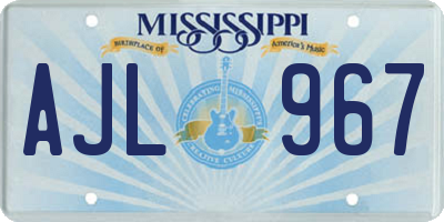 MS license plate AJL967