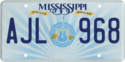 MS license plate AJL968