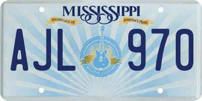 MS license plate AJL970