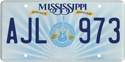 MS license plate AJL973