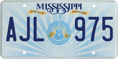 MS license plate AJL975