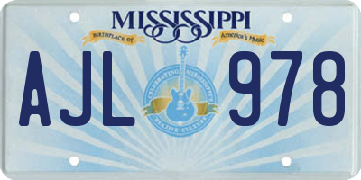 MS license plate AJL978