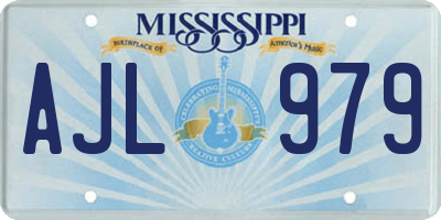 MS license plate AJL979