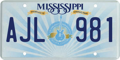 MS license plate AJL981