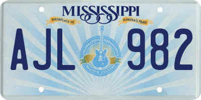 MS license plate AJL982