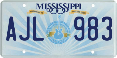 MS license plate AJL983
