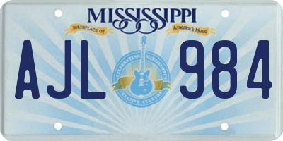 MS license plate AJL984