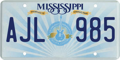 MS license plate AJL985