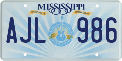 MS license plate AJL986