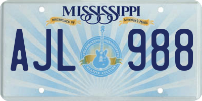 MS license plate AJL988