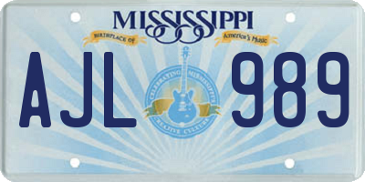 MS license plate AJL989