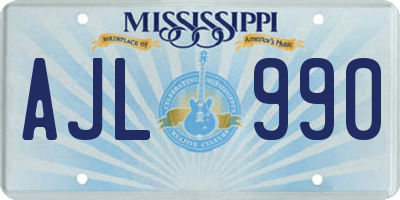 MS license plate AJL990