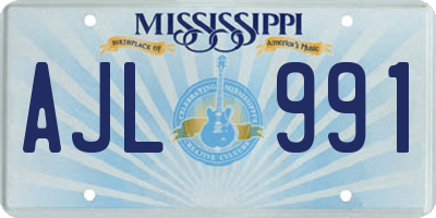 MS license plate AJL991