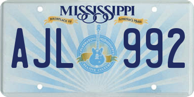 MS license plate AJL992