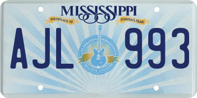 MS license plate AJL993