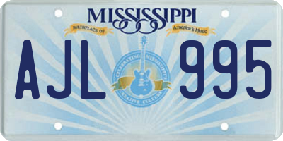 MS license plate AJL995