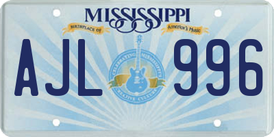 MS license plate AJL996