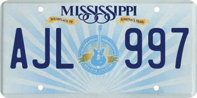 MS license plate AJL997