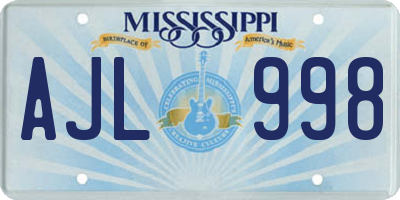 MS license plate AJL998