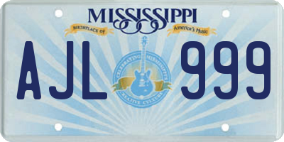 MS license plate AJL999