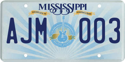 MS license plate AJM003