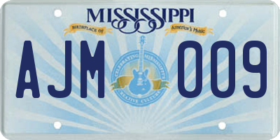 MS license plate AJM009