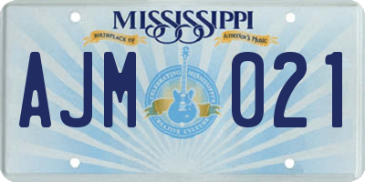MS license plate AJM021